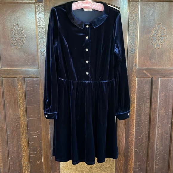 MOON - Deep Blue Velvet ✨Holiday Dress✨ - Picture 1 of 5